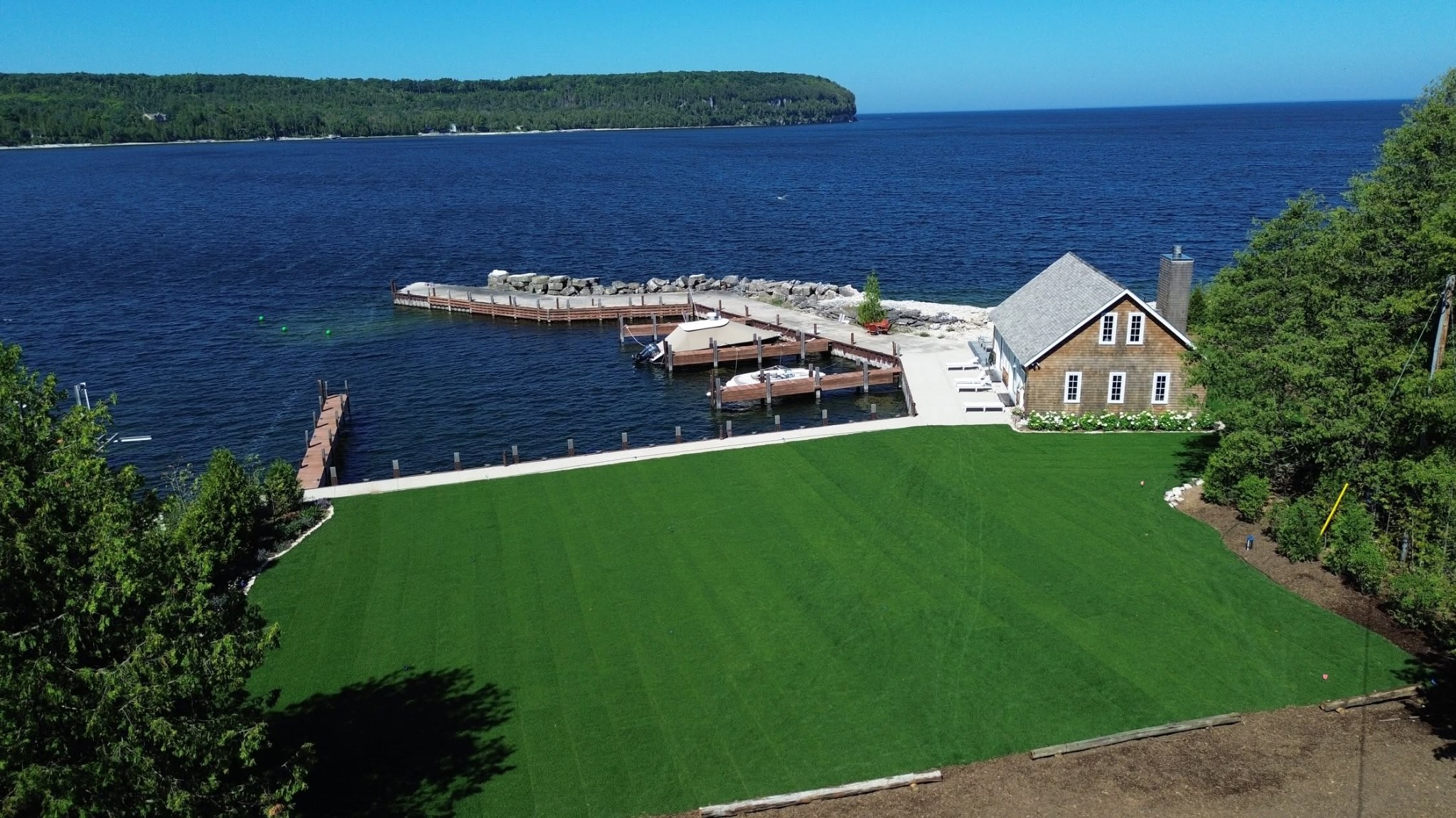 Waterfront sod installation